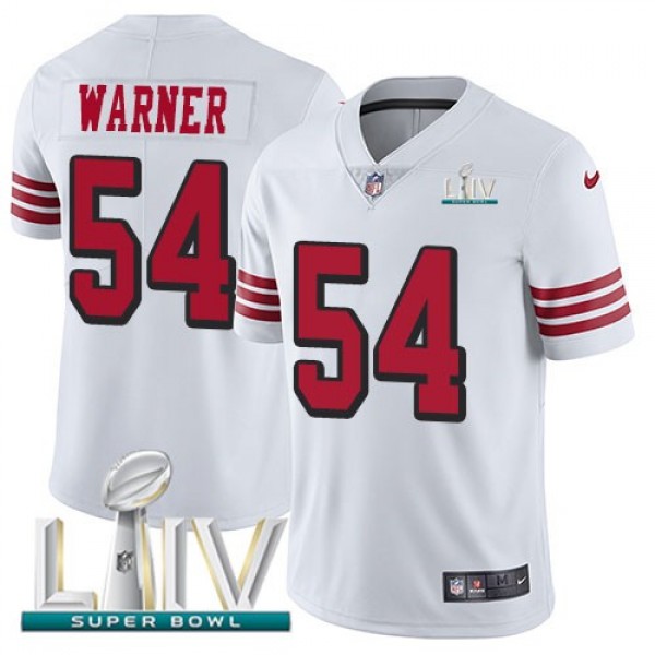 Nike 49ers #54 Fred Warner White Super Bowl LIV 2020 Rush Men's Stitched NFL Vapor Untouchable Limited Jersey