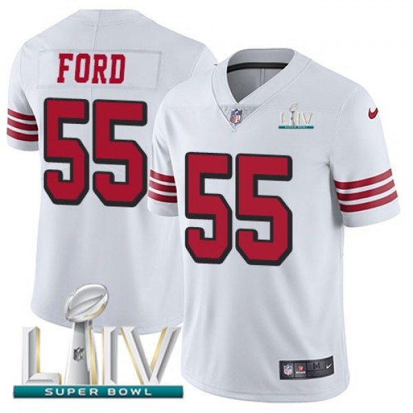 Nike 49ers #55 Dee Ford White Super Bowl LIV 2020 Rush Men's Stitched NFL Vapor Untouchable Limited Jersey