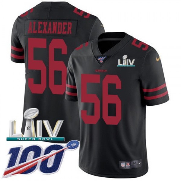 Nike 49ers #56 Kwon Alexander Black Super Bowl LIV 2020 Alternate Men's Stitched NFL 100th Season Vapor Limited Jersey