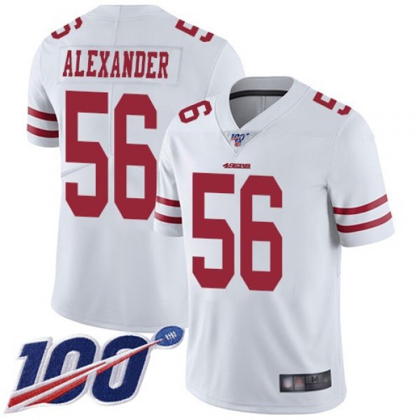 Nike 49ers #56 Kwon Alexander White Men's Stitched NFL 100th Season Vapor Limited Jersey