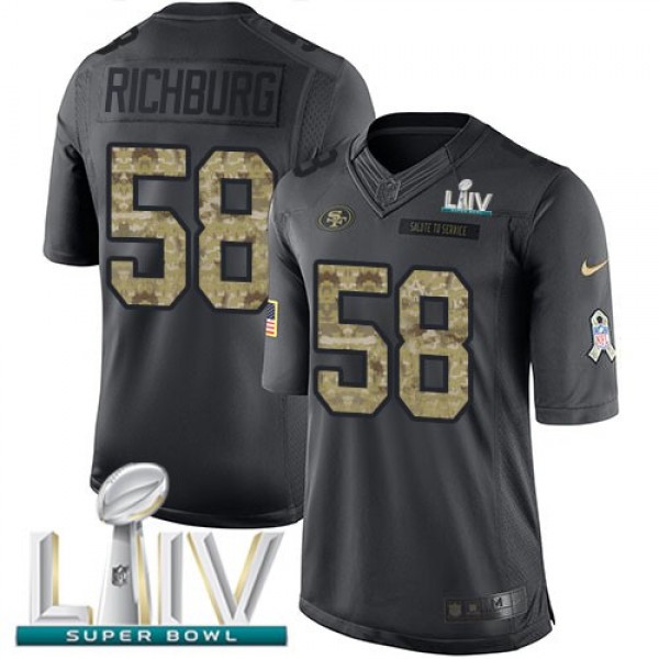 Nike 49ers #58 Weston Richburg Black Super Bowl LIV 2020 Men's Stitched NFL Limited 2016 Salute to Service Jersey