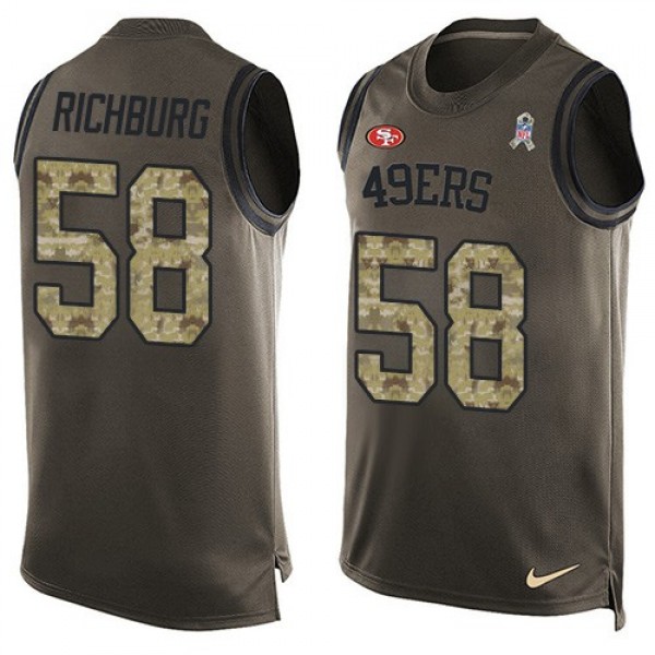 Nike 49ers #58 Weston Richburg Green Men's Stitched NFL Limited Salute To Service Tank Top Jersey