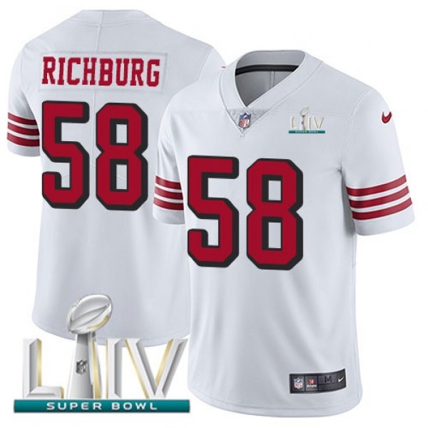 Nike 49ers #58 Weston Richburg White Super Bowl LIV 2020 Rush Men's Stitched NFL Vapor Untouchable Limited Jersey