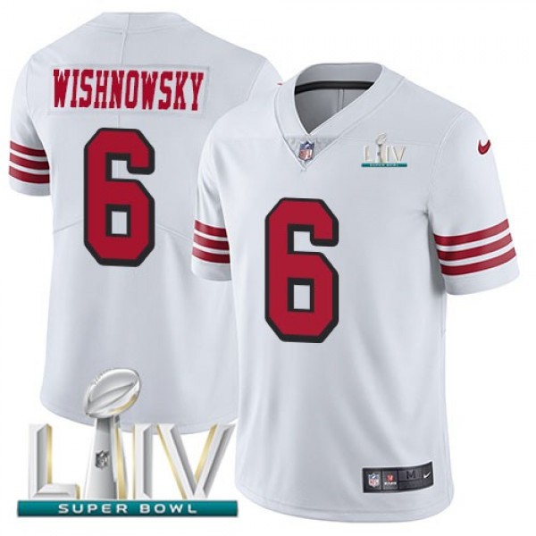 Nike 49ers #6 Mitch Wishnowsky White Super Bowl LIV 2020 Rush Men's Stitched NFL Vapor Untouchable Limited Jersey