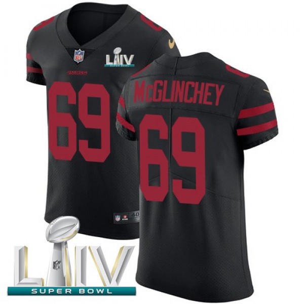 Nike 49ers #69 Mike McGlinchey Black Super Bowl LIV 2020 Alternate Men's Stitched NFL Vapor Untouchable Elite Jersey
