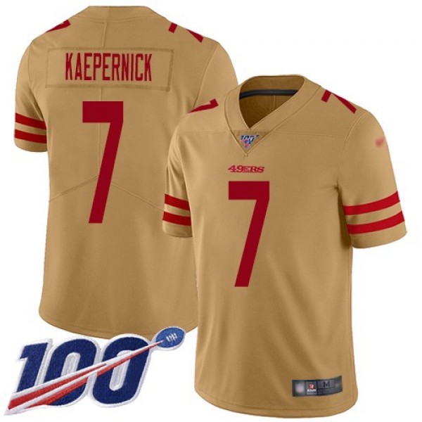 Nike 49ers #7 Colin Kaepernick Gold Men's Stitched NFL Limited Inverted Legend 100th Season Jersey
