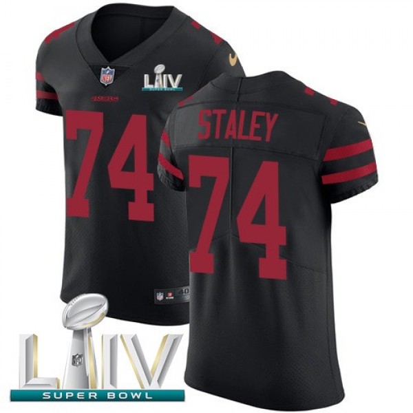 Nike 49ers #74 Joe Staley Black Super Bowl LIV 2020 Alternate Men's Stitched NFL Vapor Untouchable Elite Jersey