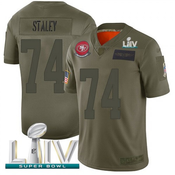 Nike 49ers #74 Joe Staley Camo Super Bowl LIV 2020 Men's Stitched NFL Limited 2019 Salute To Service Jersey