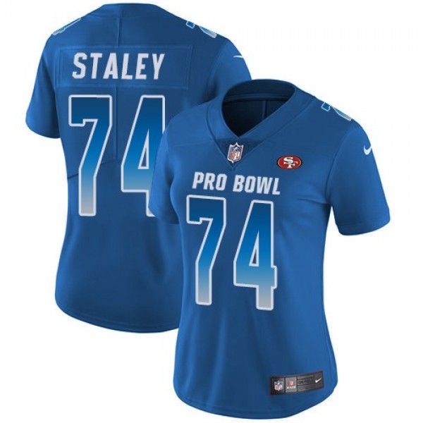 Women's 49ers #74 Joe Staley Royal Stitched NFL Limited NFC 2018 Pro Bowl Jersey