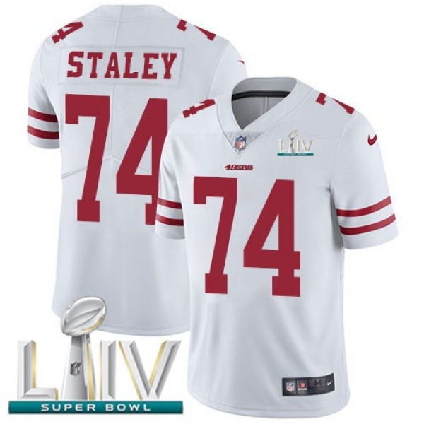 Nike 49ers #74 Joe Staley White Super Bowl LIV 2020 Men's Stitched NFL Vapor Untouchable Limited Jersey