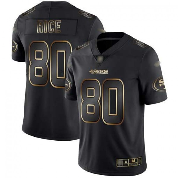 Nike 49ers #80 Jerry Rice Black/Gold Men's Stitched NFL Vapor Untouchable Limited Jersey