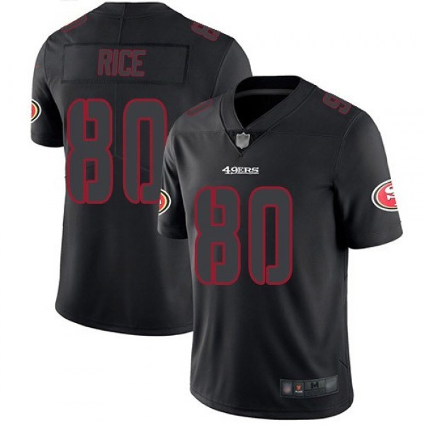 Nike 49ers #80 Jerry Rice Black Men's Stitched NFL Limited Rush Impact Jersey