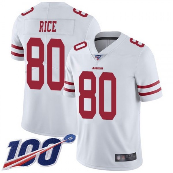 Nike 49ers #80 Jerry Rice White Men's Stitched NFL 100th Season Vapor Limited Jersey