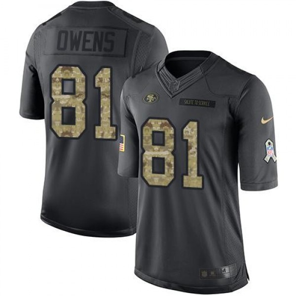 Nike 49ers #81 Terrell Owens Black Men's Stitched NFL Limited 2016 Salute to Service Jersey