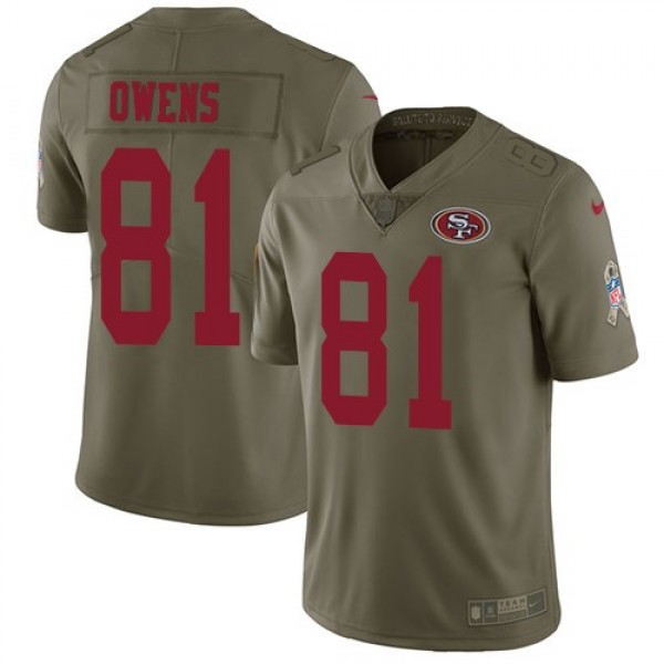 Nike 49ers #81 Terrell Owens Olive Men's Stitched NFL Limited 2017 Salute to Service Jersey