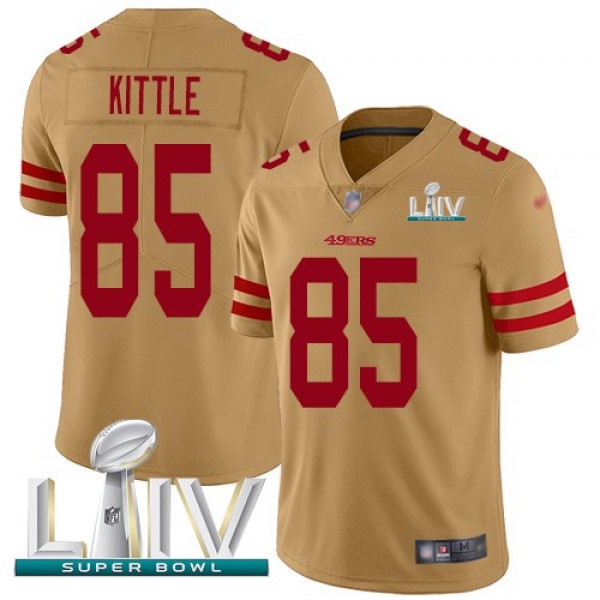 Nike 49ers #85 George Kittle Gold Super Bowl LIV 2020 Men's Stitched NFL Limited Inverted Legend Jersey