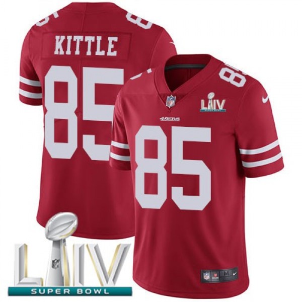 Nike 49ers #85 George Kittle Red Super Bowl LIV 2020 Team Color Men's Stitched NFL Vapor Untouchable Limited Jersey