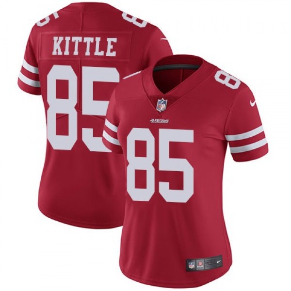 Women's 49ers #85 George Kittle Red Team Color Stitched NFL Vapor Untouchable Limited Jersey