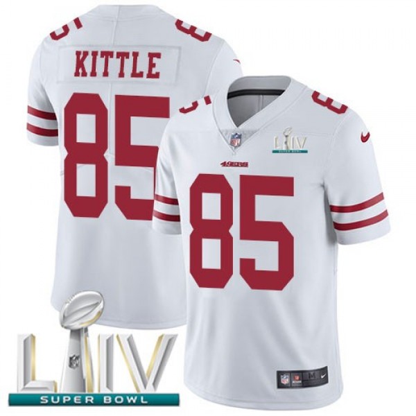 Nike 49ers #85 George Kittle White Super Bowl LIV 2020 Men's Stitched NFL Vapor Untouchable Limited Jersey