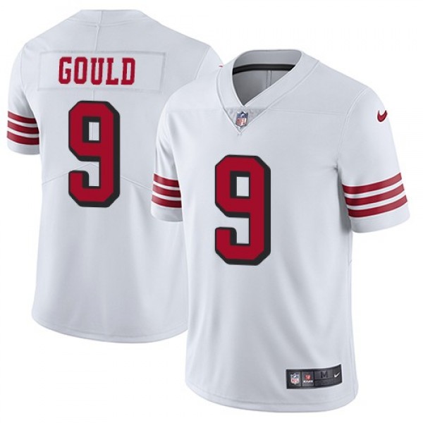 Nike 49ers #9 Robbie Gould White Rush Men's Stitched NFL Vapor Untouchable Limited Jersey