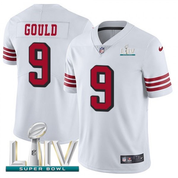 Nike 49ers #9 Robbie Gould White Super Bowl LIV 2020 Rush Men's Stitched NFL Vapor Untouchable Limited Jersey