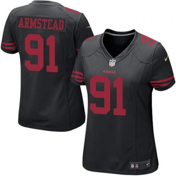 Women's 49ers #91 Arik Armstead Black Alternate Stitched NFL Elite Jersey