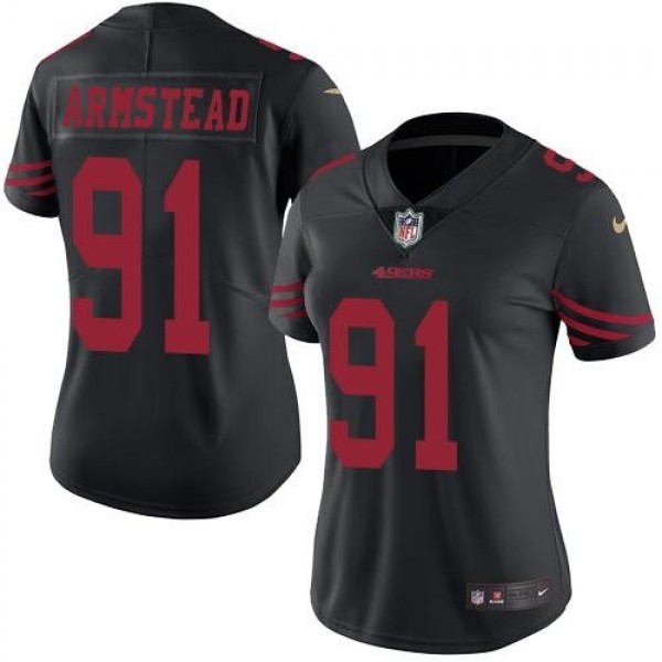 Women's 49ers #91 Arik Armstead Black Stitched NFL Limited Rush Jersey