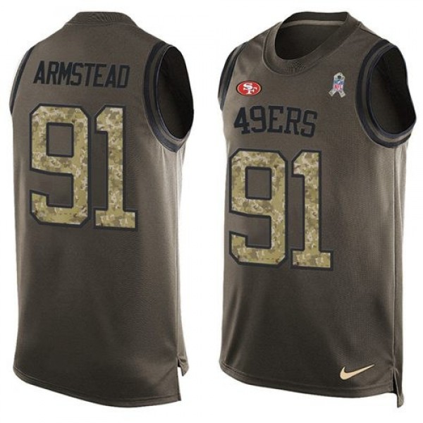 Nike 49ers #91 Arik Armstead Green Men's Stitched NFL Limited Salute To Service Tank Top Jersey