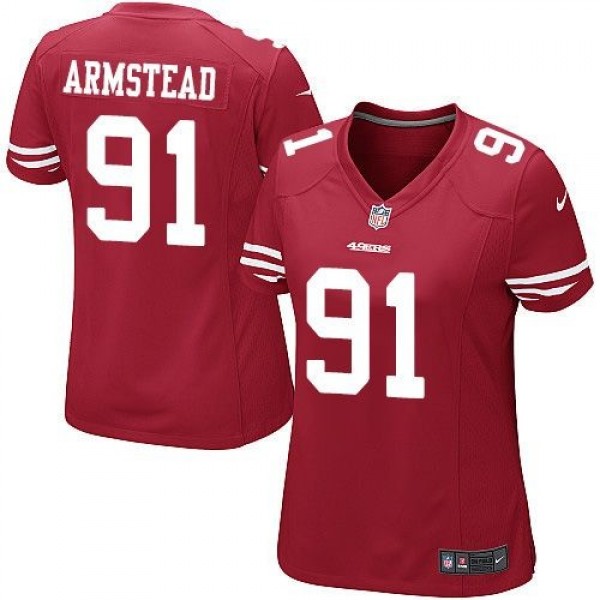 Women's 49ers #91 Arik Armstead Red Team Color Stitched NFL Elite Jersey