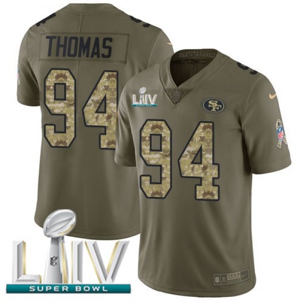 Nike 49ers #94 Solomon Thomas Olive/Camo Super Bowl LIV 2020 Men's Stitched NFL Limited 2017 Salute To Service Jersey