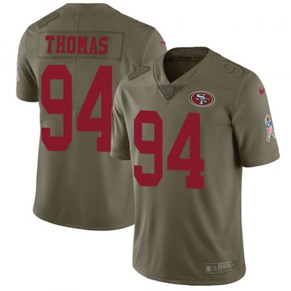 Nike 49ers #94 Solomon Thomas Olive Men's Stitched NFL Limited 2017 Salute to Service Jersey