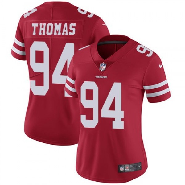 Women's 49ers #94 Solomon Thomas Red Team Color Stitched NFL Vapor Untouchable Limited Jersey