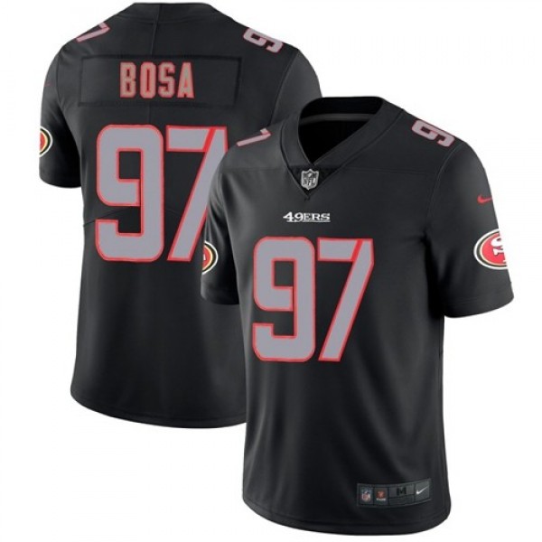 Nike 49ers #97 Nick Bosa Black Men's Stitched NFL Limited Rush Impact Jersey