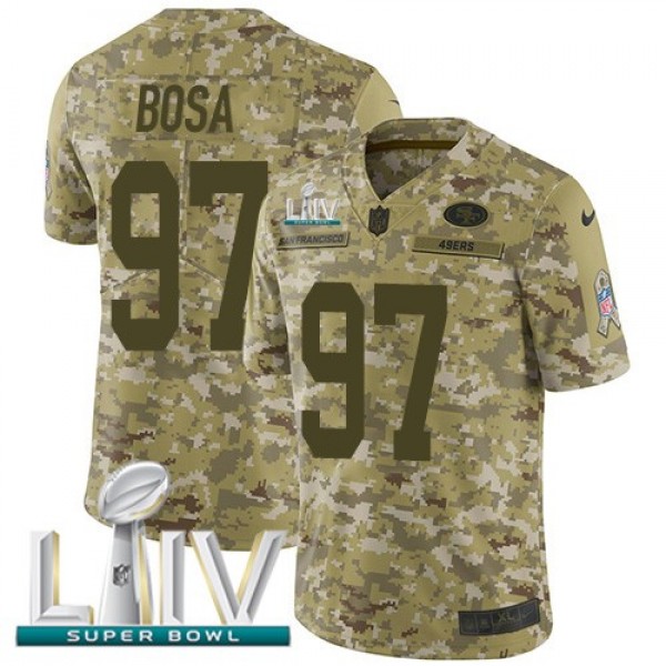 Nike 49ers #97 Nick Bosa Camo Super Bowl LIV 2020 Men's Stitched NFL Limited 2018 Salute To Service Jersey