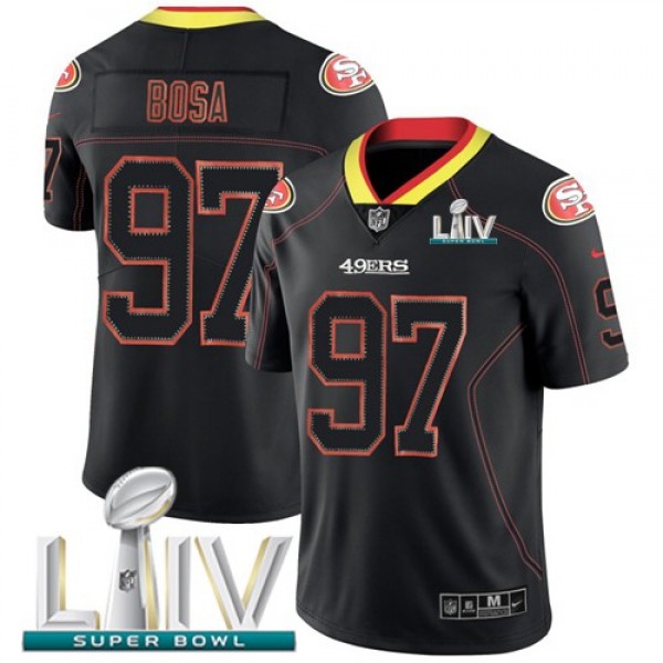 Nike 49ers #97 Nick Bosa Lights Out Black Super Bowl LIV 2020 Men's Stitched NFL Limited Rush Jersey