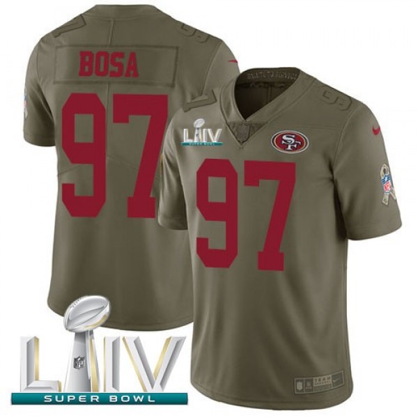 Nike 49ers #97 Nick Bosa Olive Super Bowl LIV 2020 Men's Stitched NFL Limited 2017 Salute To Service Jersey
