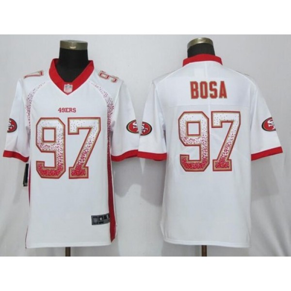 Nike 49ers #97 Nick Bosa White Men's Stitched NFL Limited Rush Drift Fashion Jersey