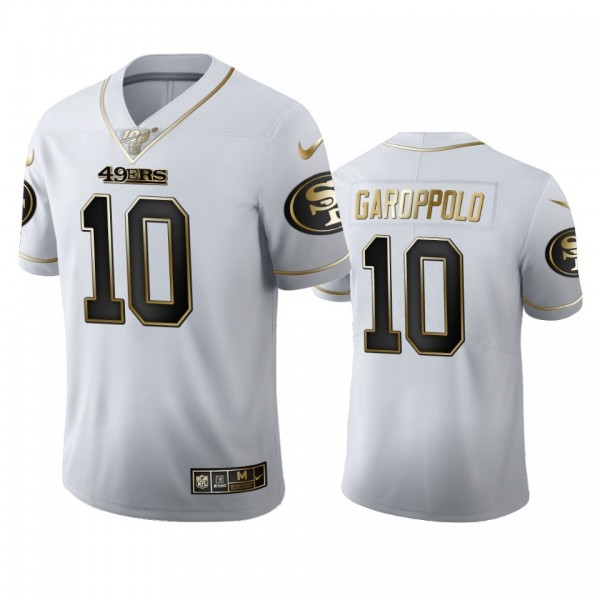San Francisco 49ers #10 Jimmy Garoppolo Men's Nike White Golden Edition Vapor Limited NFL 100 Jersey