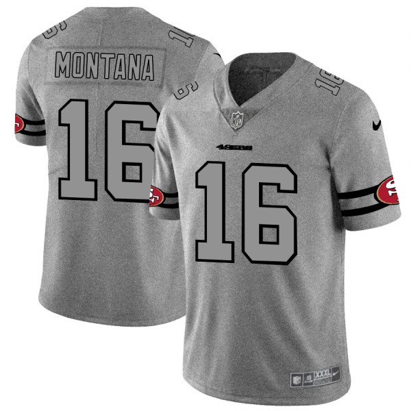 San Francisco 49ers #16 Joe Montana Men's Nike Gray Gridiron II Vapor Untouchable Limited NFL Jersey