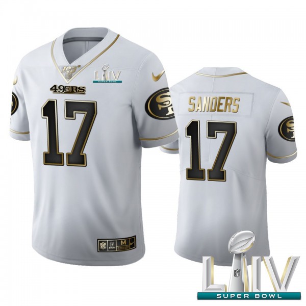 San Francisco 49ers #17 Emmanuel Sanders Men's Nike White Golden Super Bowl LIV 2020 Edition Vapor Limited NFL 100 Jersey