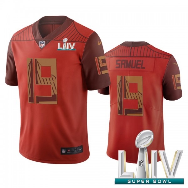 San Francisco 49ers #19 Deebo Samuel Orange Super Bowl LIV 2020 Vapor Limited City Edition NFL Jersey