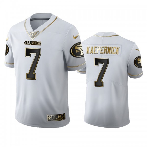 San Francisco 49ers #7 Colin Kaepernick Men's Nike White Golden Edition Vapor Limited NFL 100 Jersey