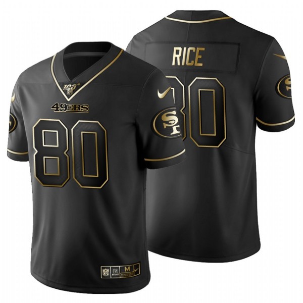 San Francisco 49ers #80 Jerry Rice Men's Nike Black Golden Limited NFL 100 Jersey