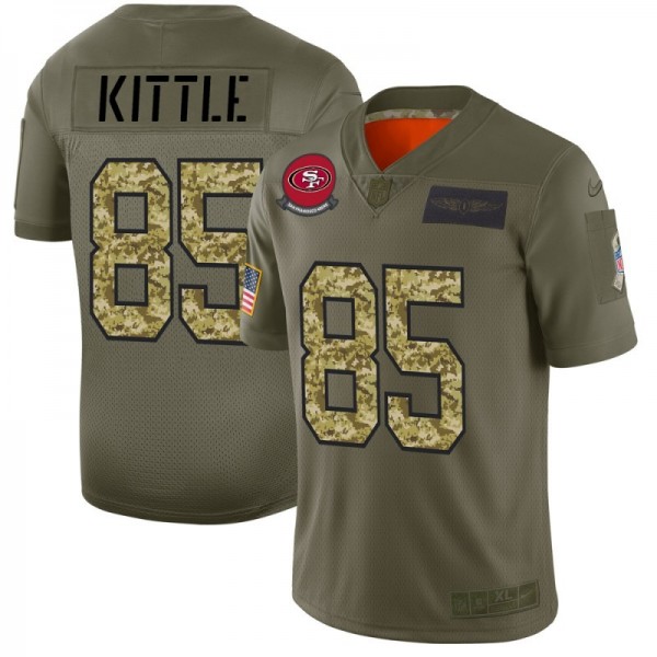 San Francisco 49ers #85 George Kittle Men's Nike 2019 Olive Camo Salute To Service Limited NFL Jersey