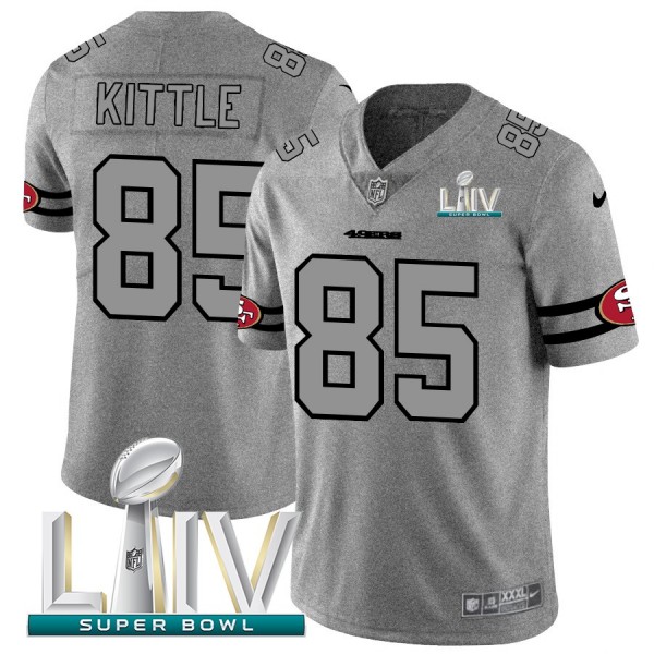 San Francisco 49ers #85 George Kittle Men's Nike Gray Super Bowl LIV 2020 Gridiron II Vapor Untouchable Limited NFL Jersey