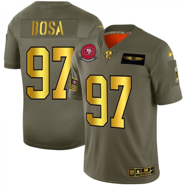 San Francisco 49ers #97 Nick Bosa NFL Men's Nike Olive Gold 2019 Salute to Service Limited Jersey
