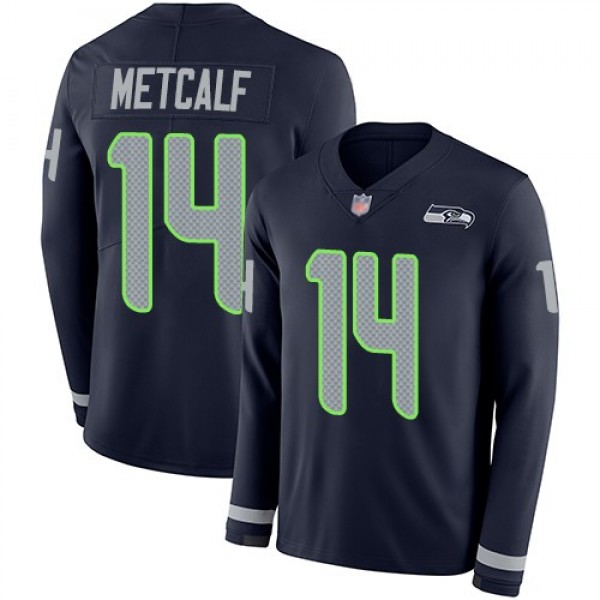 Nike Seahawks #14 D.K. Metcalf Steel Blue Team Color Men's Stitched NFL Limited Therma Long Sleeve Jersey