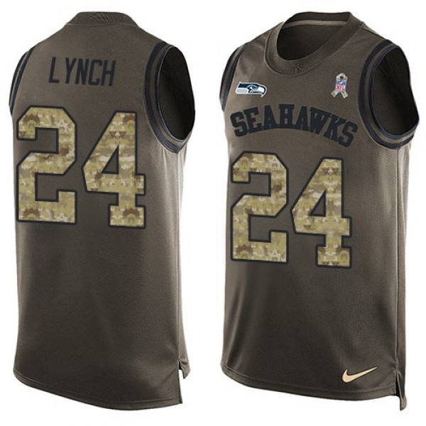 Nike Seahawks #24 Marshawn Lynch Green Men's Stitched NFL Limited Salute To Service Tank Top Jersey