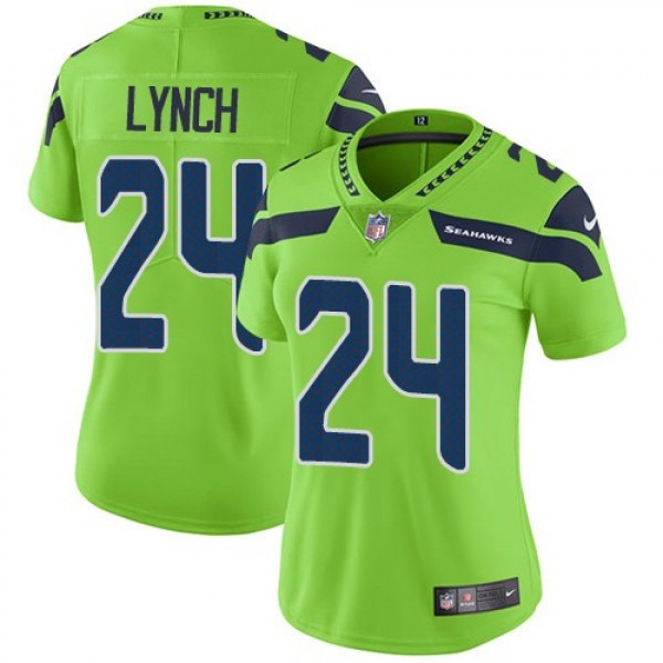 Women's Seahawks #24 Marshawn Lynch Green Stitched NFL Limited Rush Jersey