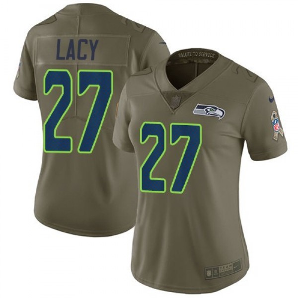 Women's Seahawks #27 Eddie Lacy Olive Stitched NFL Limited 2017 Salute to Service Jersey
